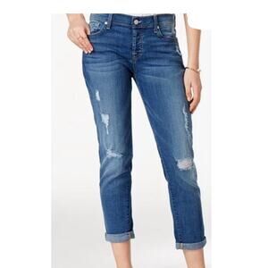 7 For All Mankind Josefina Skinny Boyfriend Blue Torn Distressed Y2K Jeans 25